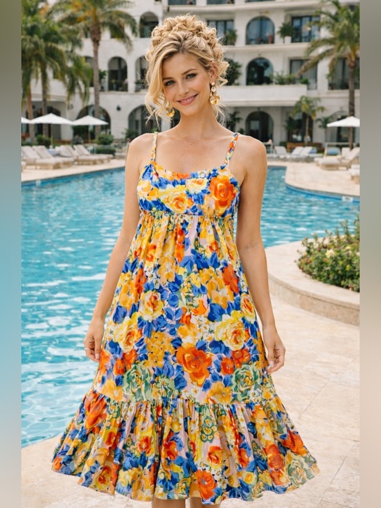 Mika & Gala Dresses & Skirts - Mika & Gala Floral Elegance Midi Dress Sz 16